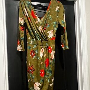 Fashion Nova Green Floral Wrap Dress